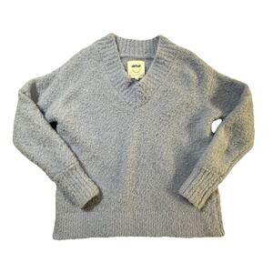 Aerie Women’s V-Neck Sweater Small Blue Fuzzy Soft Long Sleeve Pullover Cozy